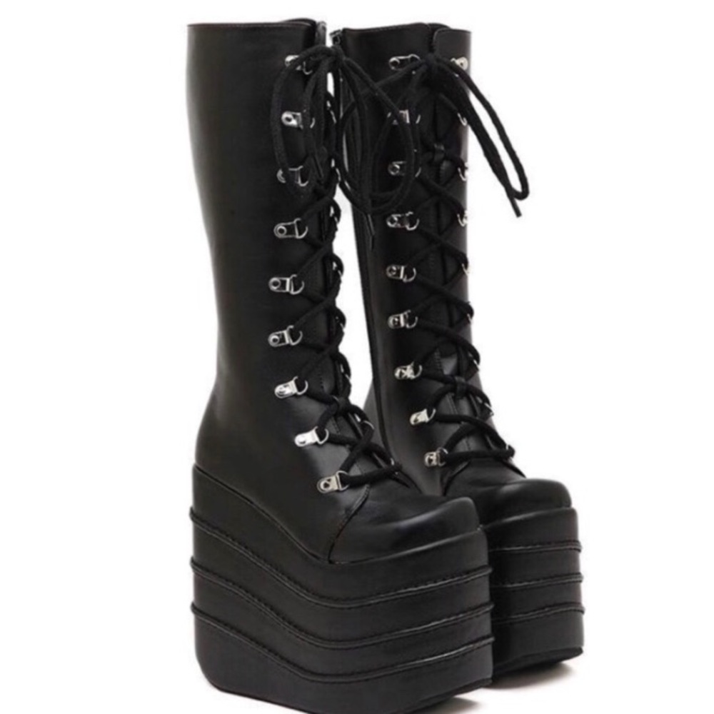 Black rave platform boots